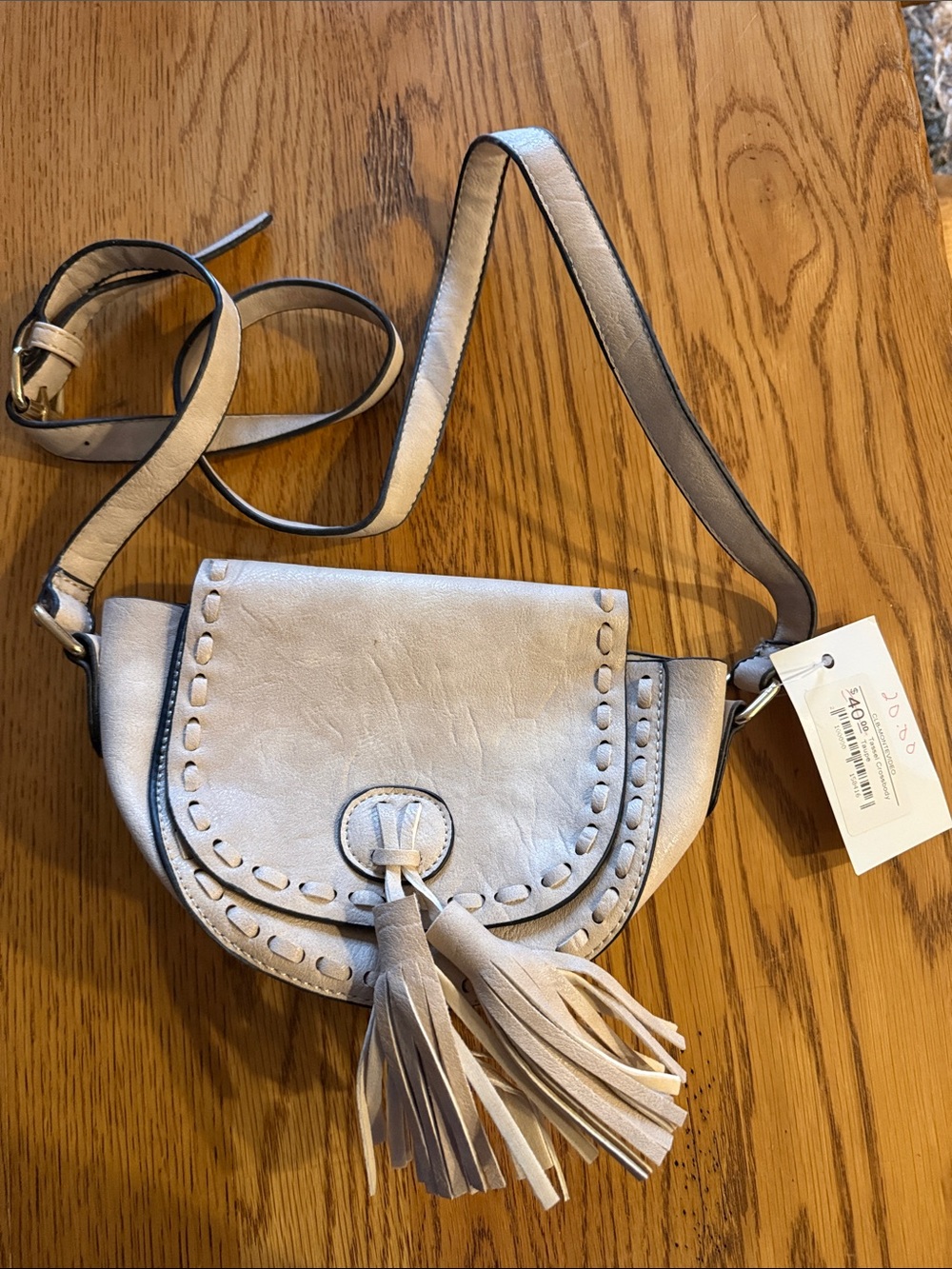 Women's Cream Tassel Crossbody Saddle Bag